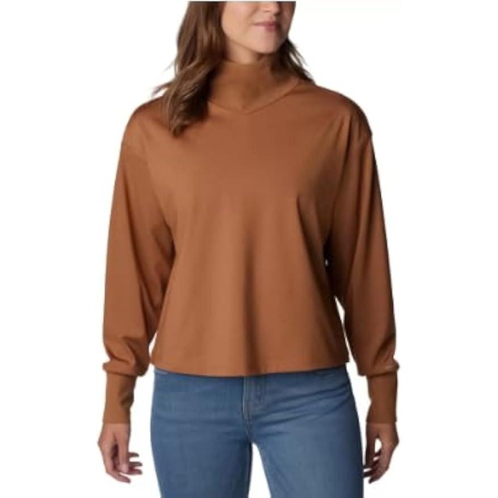 Columbia Women's Uphill Edge Turtleneck Top, Large, Camel Brown